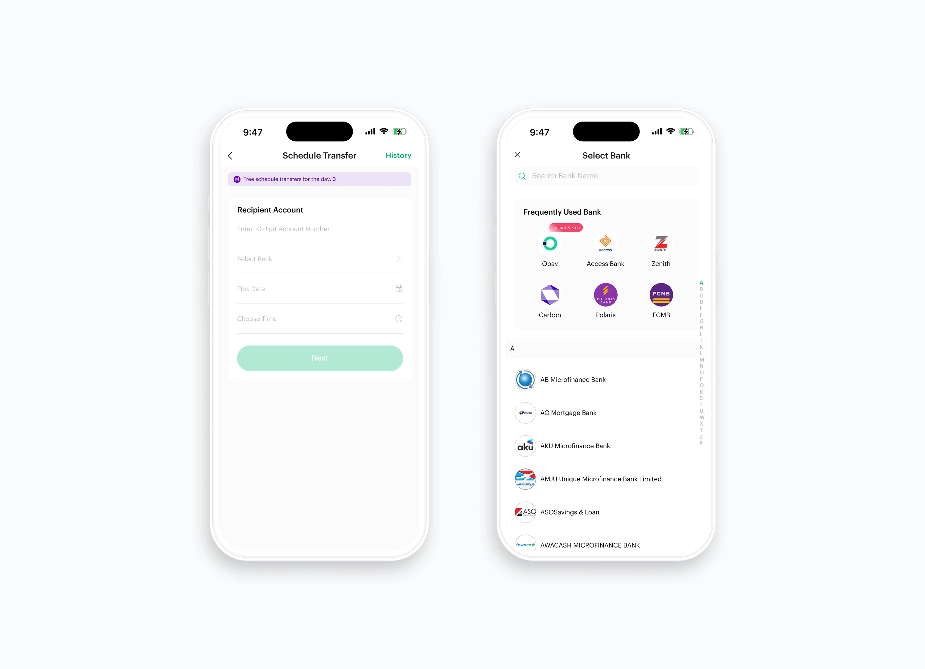 Schedule transfer